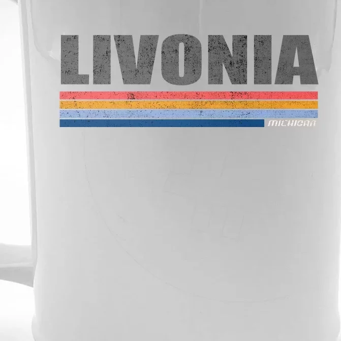 Livonia Michigan Retro Style 1980's Logo Front & Back Beer Stein