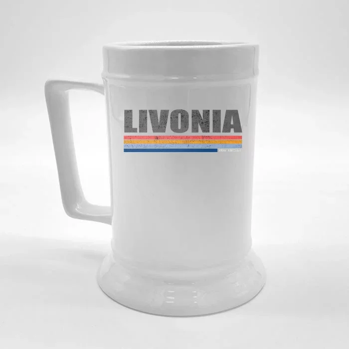 Livonia Michigan Retro Style 1980's Logo Front & Back Beer Stein