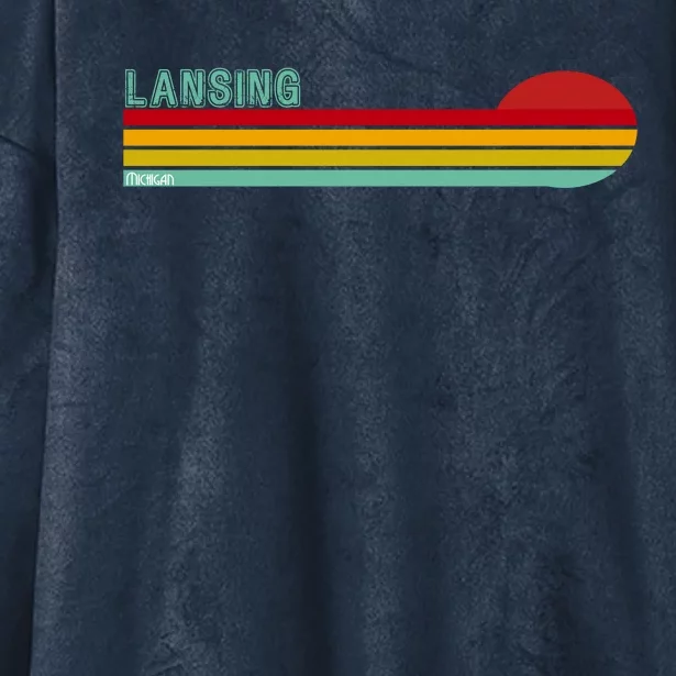 Lansing Michigan Retro Hooded Wearable Blanket