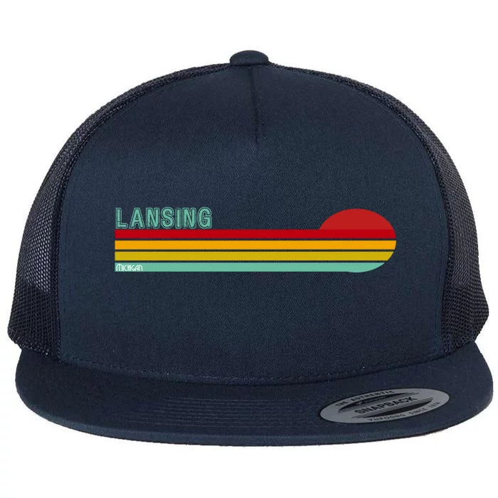 Lansing Michigan Retro Flat Bill Trucker Hat