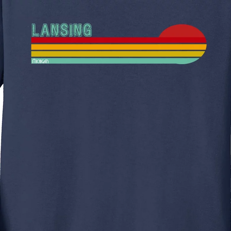 Lansing Michigan Retro Kids Long Sleeve Shirt