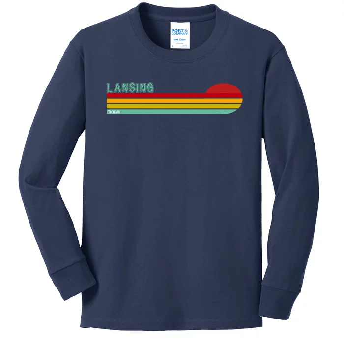 Lansing Michigan Retro Kids Long Sleeve Shirt