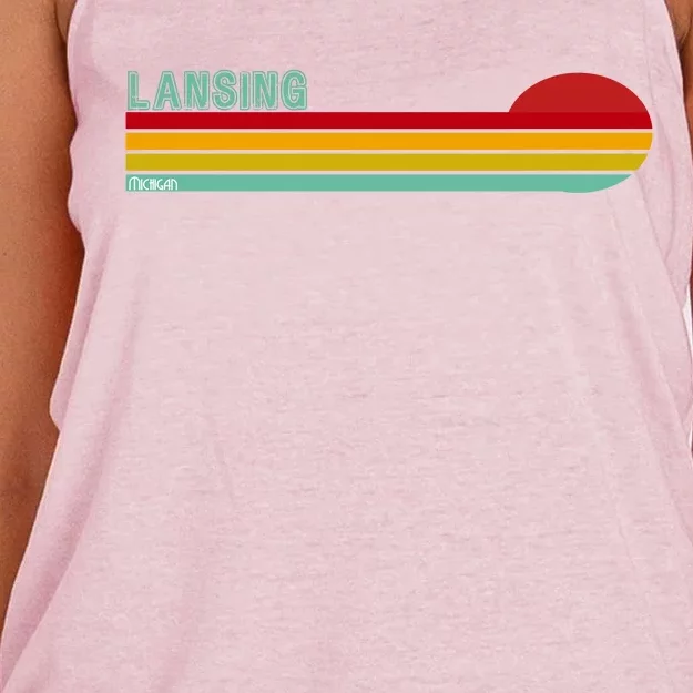 Lansing Michigan Retro Women's Knotted Racerback Tank