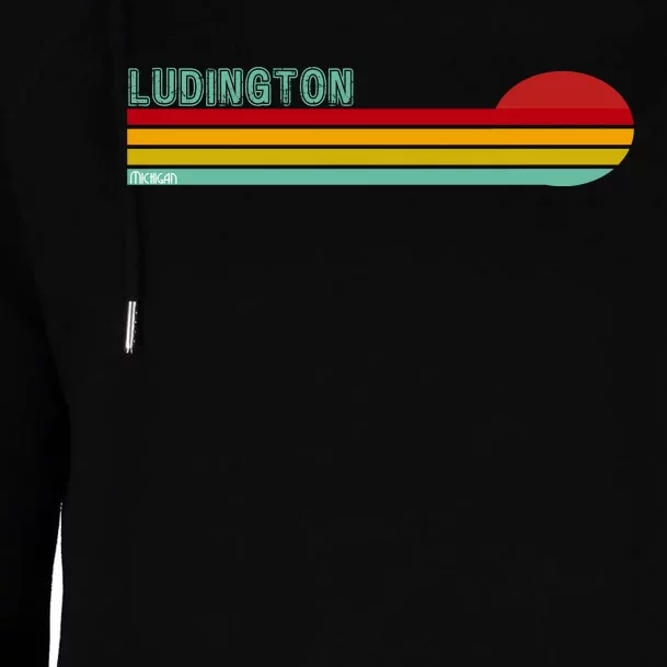 Ludington Michigan Retro Womens Funnel Neck Pullover Hood