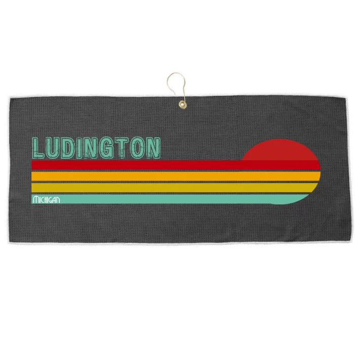 Ludington Michigan Retro Large Microfiber Waffle Golf Towel