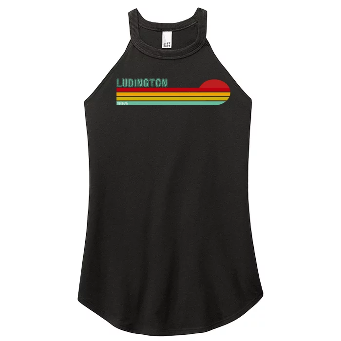 Ludington Michigan Retro Women’s Perfect Tri Rocker Tank