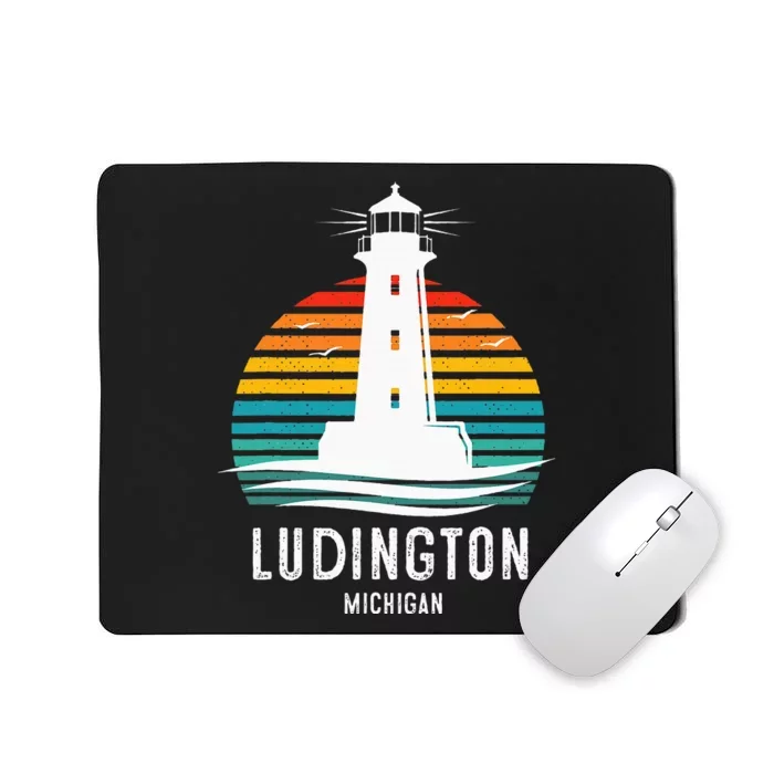 Ludington Michigan Retro Vintage Lighthouse Idea Mousepad