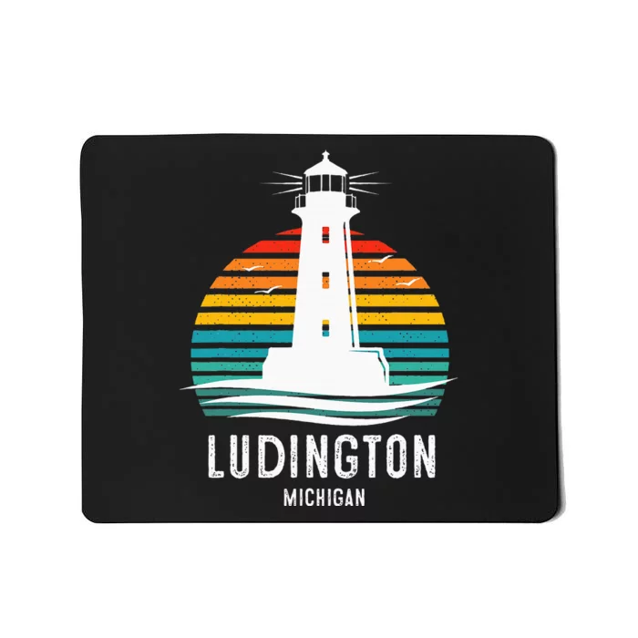 Ludington Michigan Retro Vintage Lighthouse Idea Mousepad