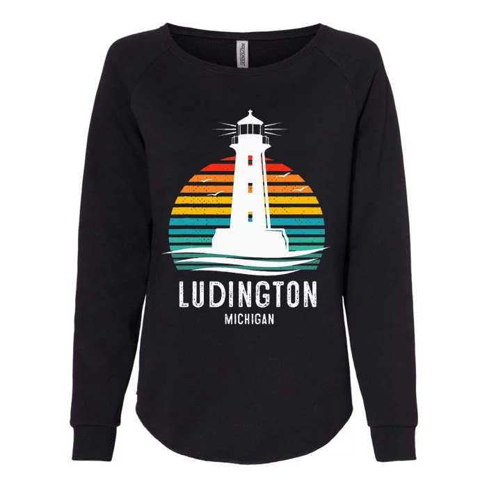 Ludington Michigan Retro Vintage Lighthouse Idea Womens California Wash Sweatshirt