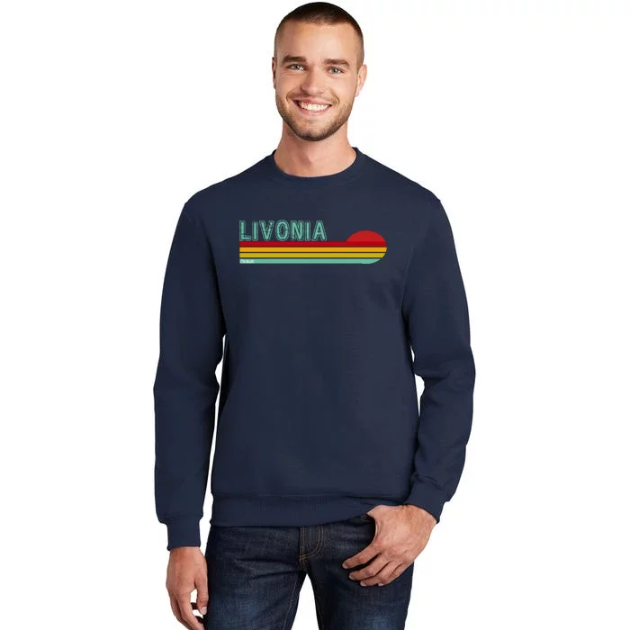 Livonia Michigan Retro Sunset Logo Tall Sweatshirt