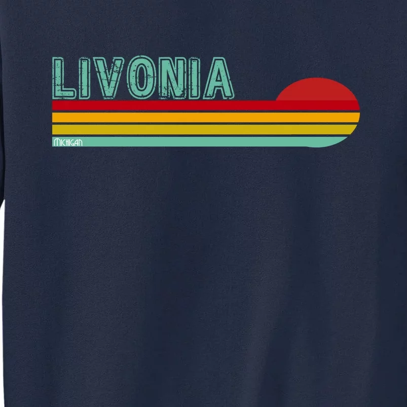 Livonia Michigan Retro Sunset Logo Tall Sweatshirt