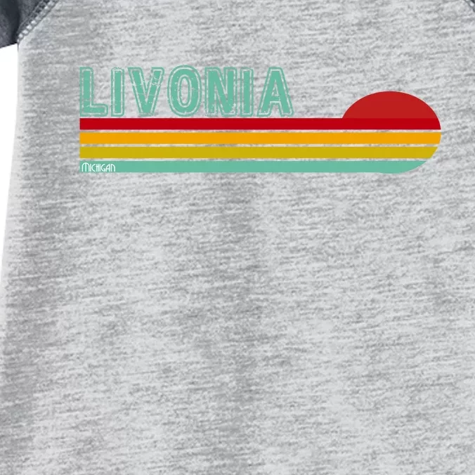 Livonia Michigan Retro Sunset Logo Infant Baby Jersey Bodysuit