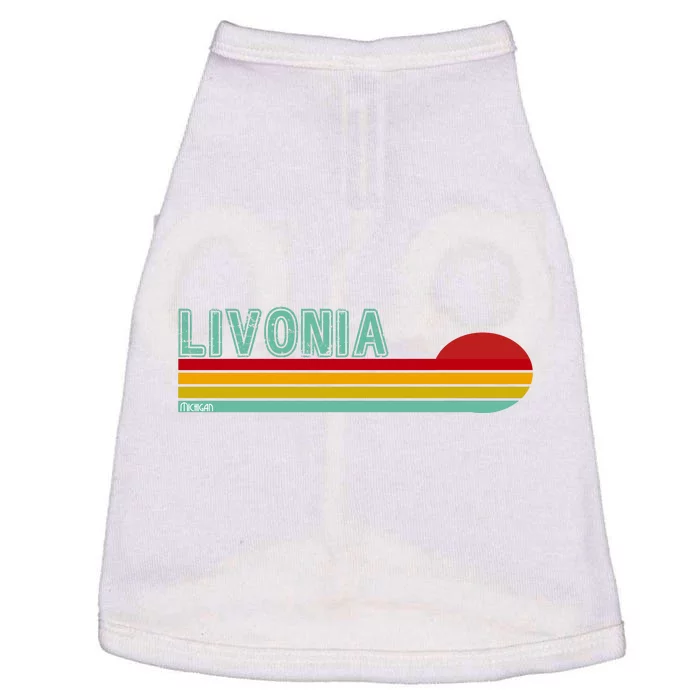 Livonia Michigan Retro Sunset Logo Doggie Tank