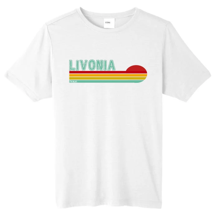 Livonia Michigan Retro Sunset Logo ChromaSoft Performance T-Shirt