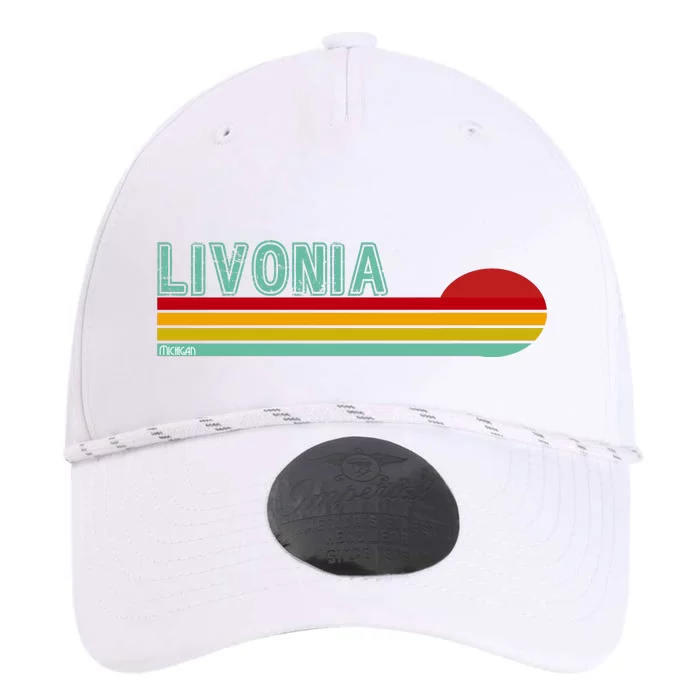 Livonia Michigan Retro Sunset Logo Performance The Dyno Cap