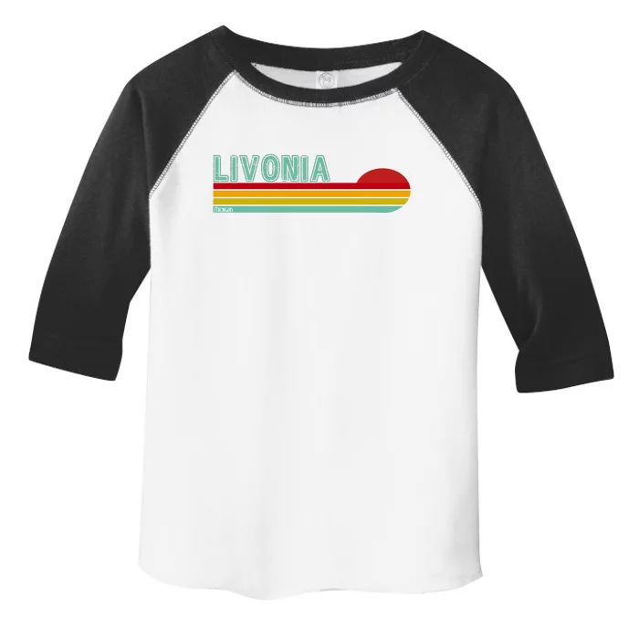 Livonia Michigan Retro Sunset Logo Toddler Fine Jersey T-Shirt