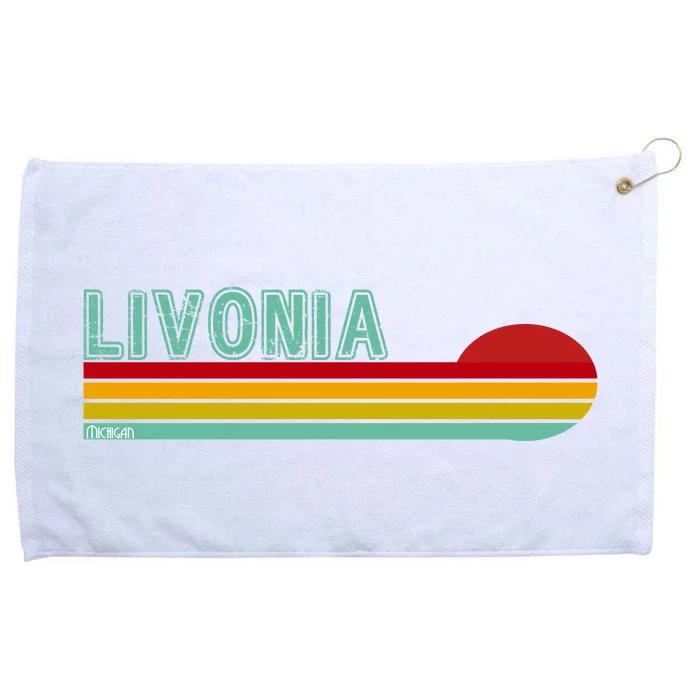 Livonia Michigan Retro Sunset Logo Grommeted Golf Towel