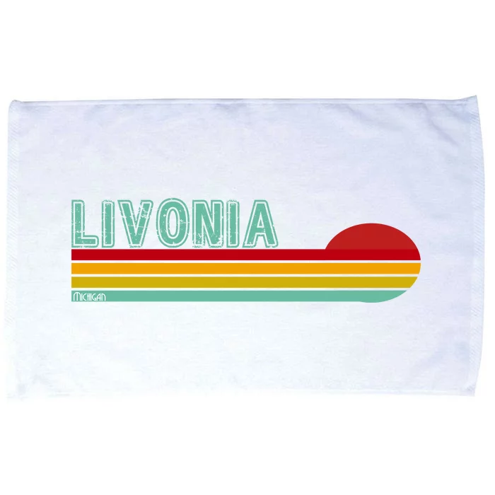 Livonia Michigan Retro Sunset Logo Microfiber Hand Towel