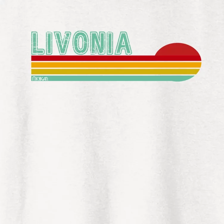 Livonia Michigan Retro Sunset Logo Women's Crop Top Tee