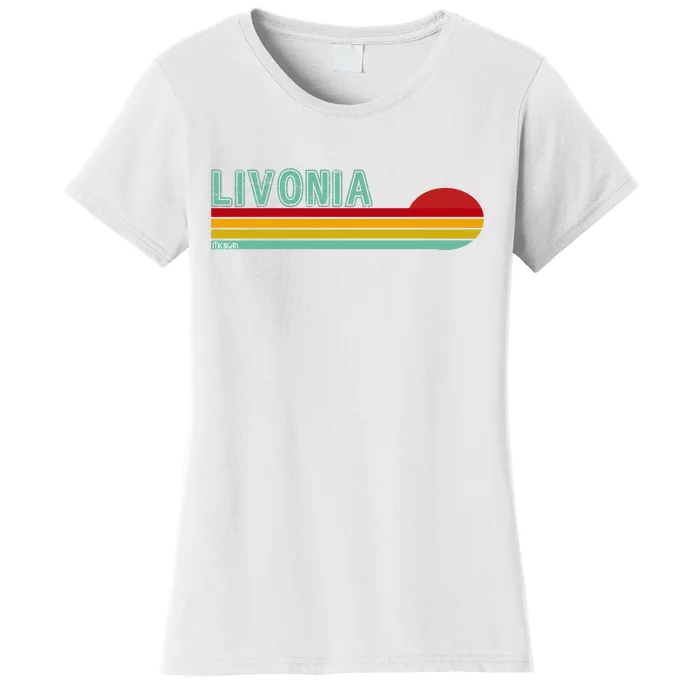 Livonia Michigan Retro Sunset Logo Women's T-Shirt