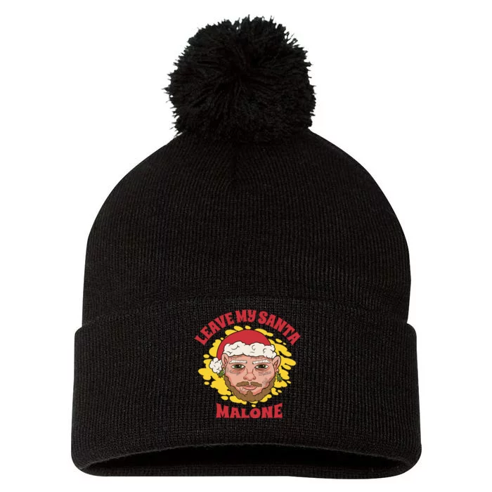 Leave My Santa Malone Funny Christmas Pom Pom 12in Knit Beanie