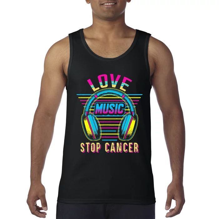 Love Music Stop Cancer Breast Cancer Awareness Mom Tank Top