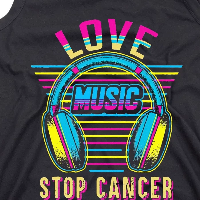 Love Music Stop Cancer Breast Cancer Awareness Mom Tank Top