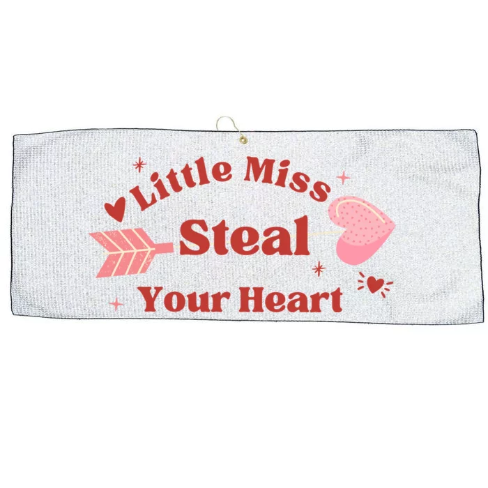 Little Miss Steal Your Heart Cute Valentine's Day Large Microfiber Waffle Golf Towel