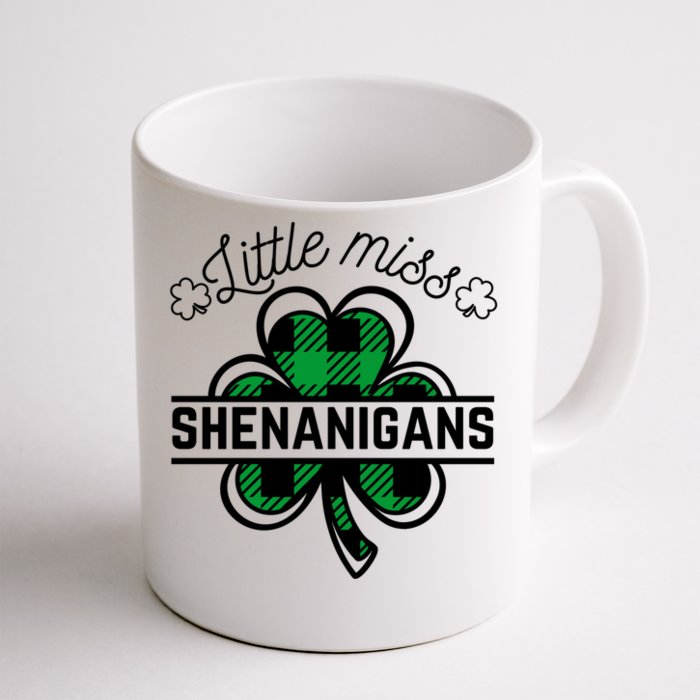 Little Miss Shenanigans Patrick's Day Leopard Shamrock Irish Funny Gift Front & Back Coffee Mug