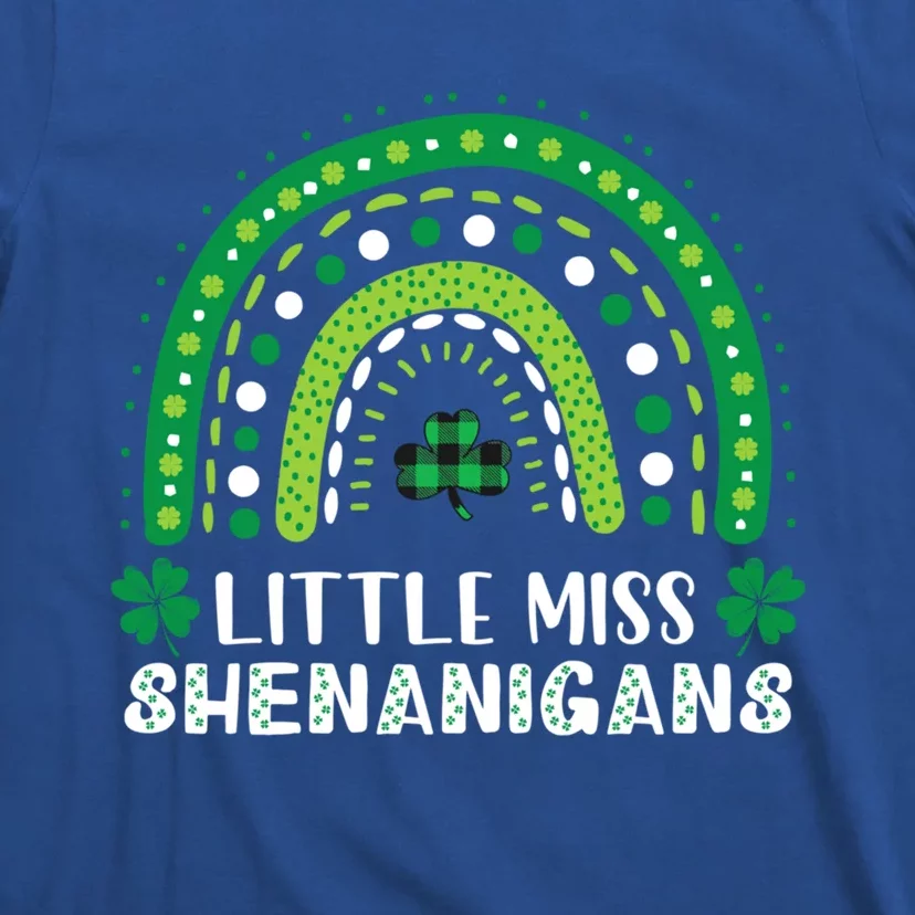 Little Miss Shenanigans Rainbow Plaid St Patrick's Day Gift T-Shirt