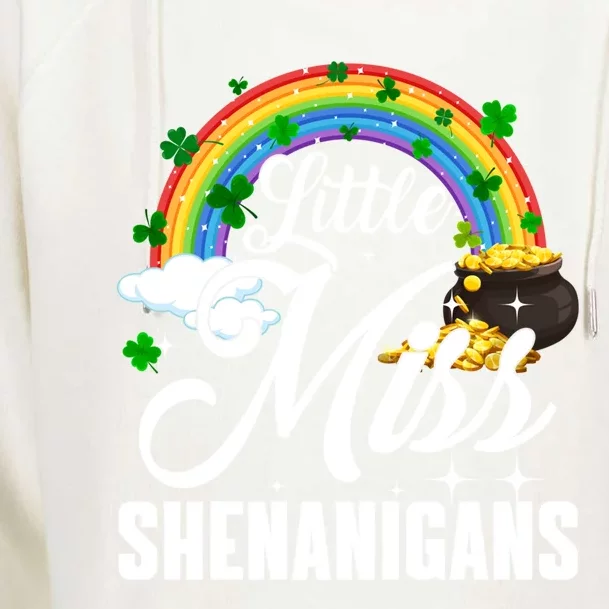 Little Miss Shenanigans Rainbow St Patricks Day Meaningful Gift Womens Funnel Neck Pullover Hood