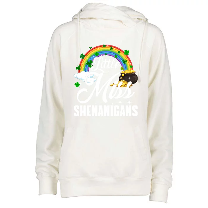 Little Miss Shenanigans Rainbow St Patricks Day Meaningful Gift Womens Funnel Neck Pullover Hood