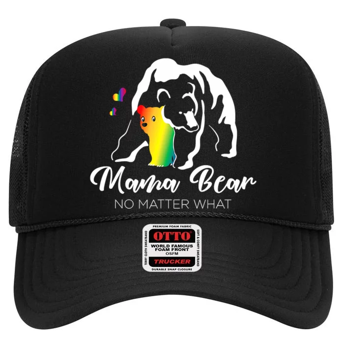 LGBTQ Mom Support LGBT Mama Bear Pride High Crown Mesh Trucker Hat