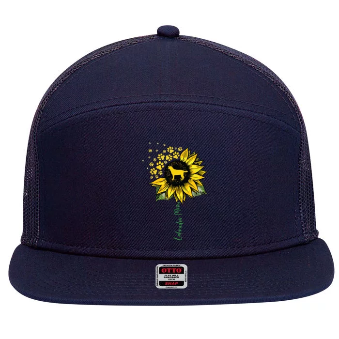 Labrador Mom Sunflower Labrador Retriever Gifts Dog Mom Mama 7 Panel Mesh Trucker Snapback Hat