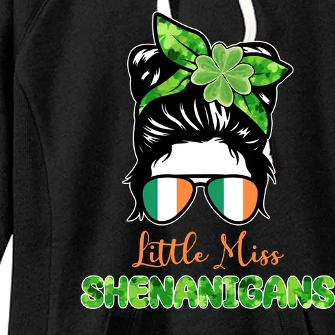 Little Miss Shenanigans Hair Bun St Patrick's Day Women's Fleece Hoodie