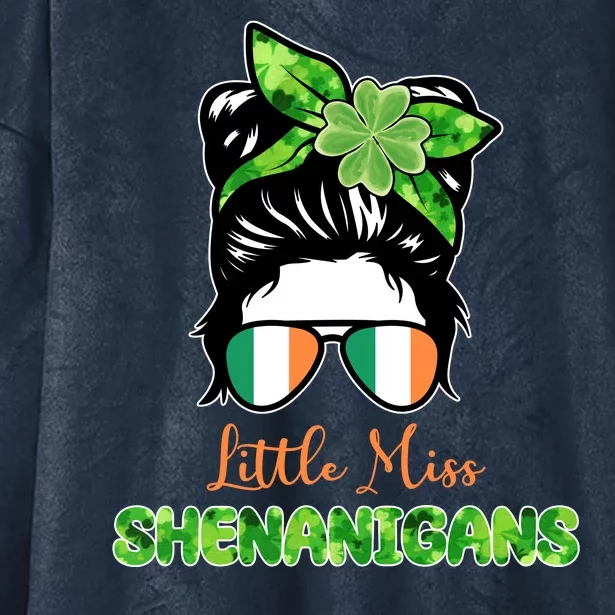 Little Miss Shenanigans Hair Bun St Patrick's Day Hooded Wearable Blanket