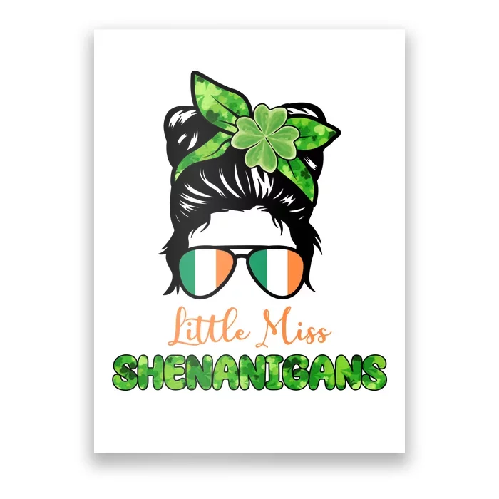 Little Miss Shenanigans Hair Bun St Patrick's Day Poster