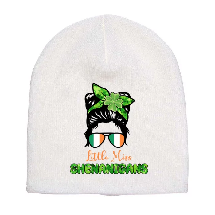 Little Miss Shenanigans Hair Bun St Patrick's Day Short Acrylic Beanie