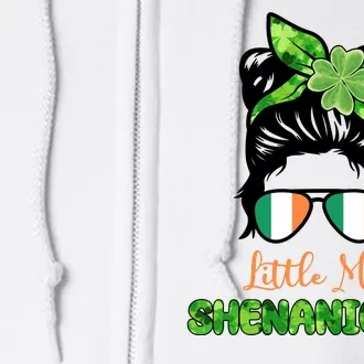 Little Miss Shenanigans Hair Bun St Patrick's Day Full Zip Hoodie