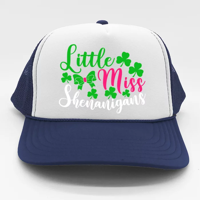 Little Miss Shenanigans Great Gift Funny St Patricks Day Shamrock Gift Trucker Hat