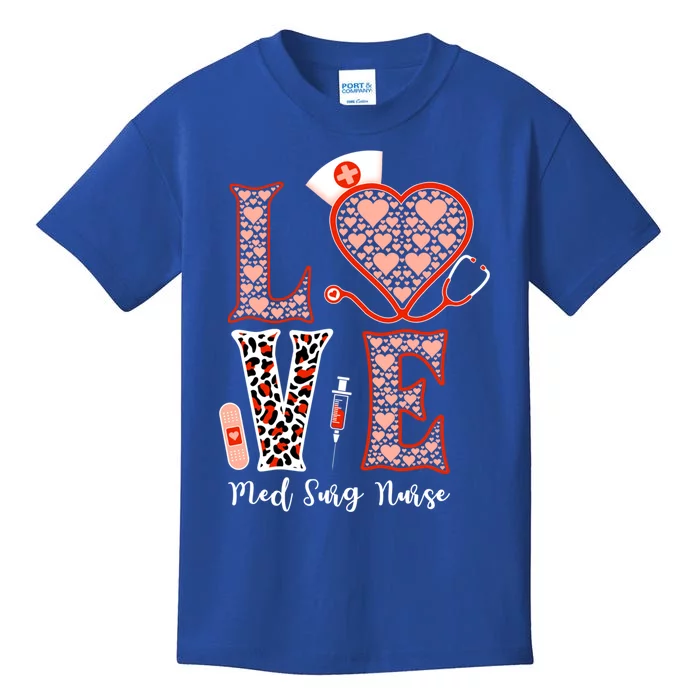 Love Med Surg Nurse Stethoscope Heart Leopard For Nurses Great Gift Kids T-Shirt