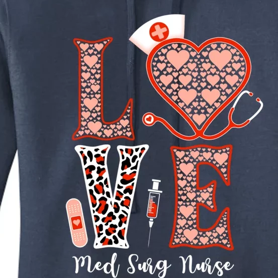 Love Med Surg Nurse Stethoscope Heart Leopard For Nurses Great Gift Women's Pullover Hoodie