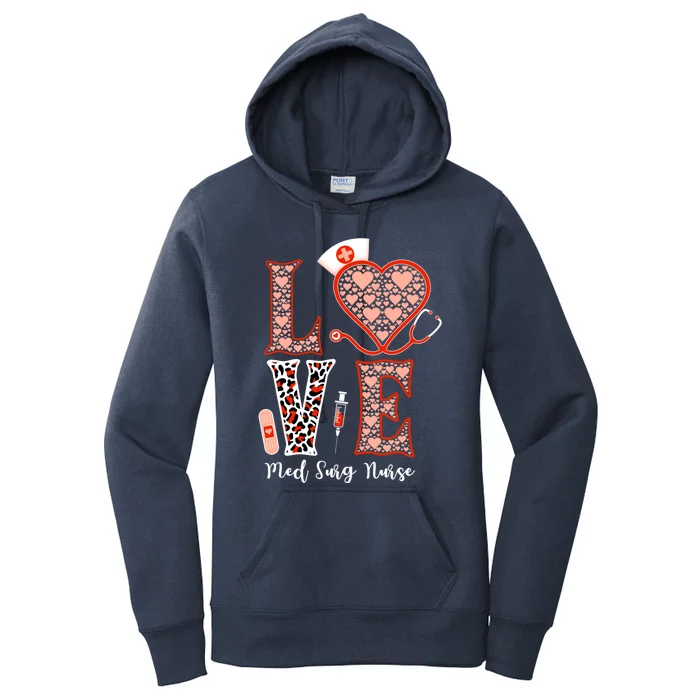 Love Med Surg Nurse Stethoscope Heart Leopard For Nurses Great Gift Women's Pullover Hoodie