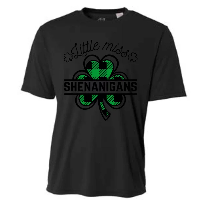 Little Miss Shenanigans Patrick's Day Leopard Shamrock Irish Meaningful Gift Cooling Performance Crew T-Shirt