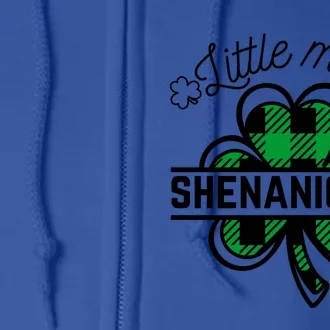 Little Miss Shenanigans Patrick's Day Leopard Shamrock Irish Meaningful Gift Full Zip Hoodie