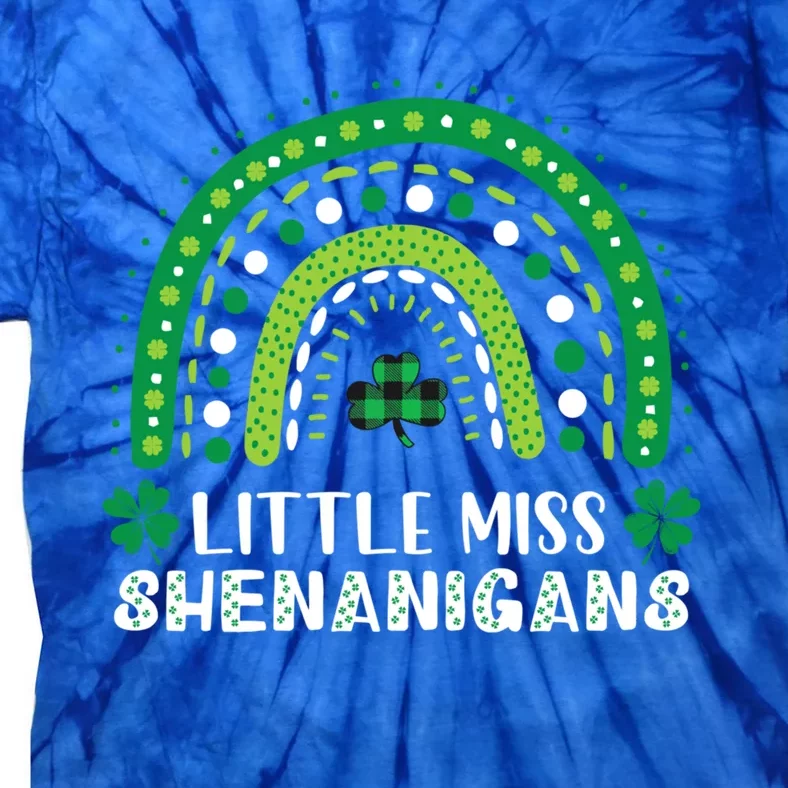 Little Miss Shenanigans Rainbow Plaid St Patrick's Day Gift Tie-Dye T-Shirt