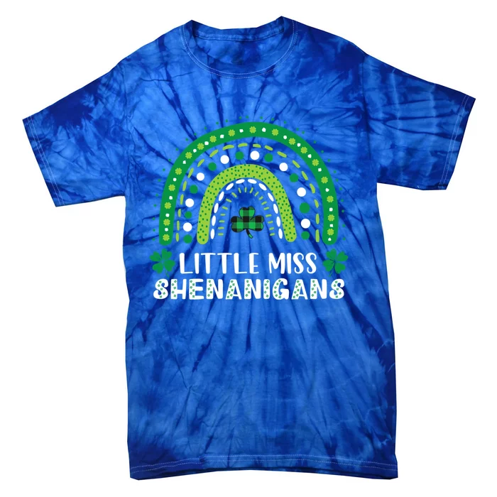 Little Miss Shenanigans Rainbow Plaid St Patrick's Day Gift Tie-Dye T-Shirt