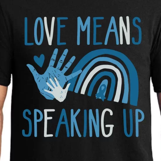 Love Means Speaking Up National Child Abuse Prevention Month Mental Health Pajama Set