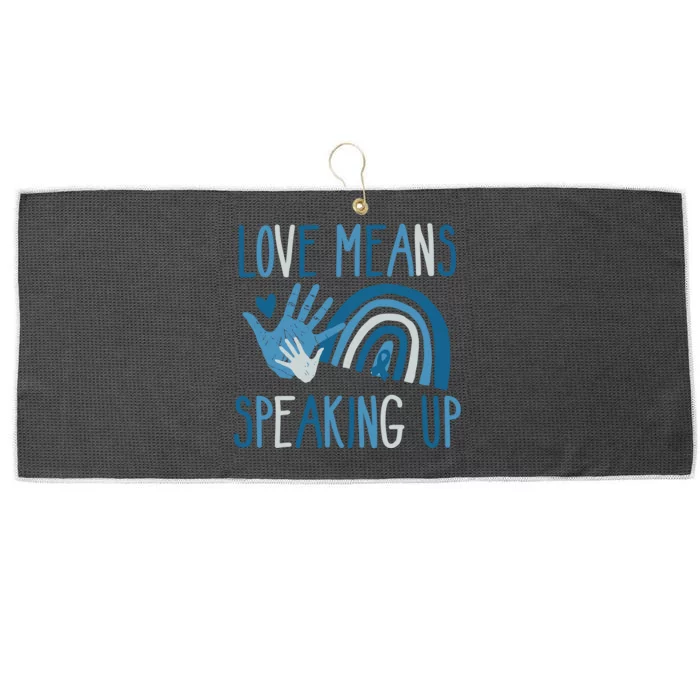 Love Means Speaking Up National Child Abuse Prevention Month Mental Health Large Microfiber Waffle Golf Towel