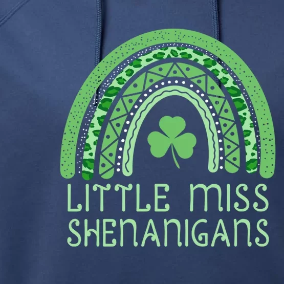 Little Miss Shenanigans St Patrick's Day Clover Rainbow Gift Performance Fleece Hoodie